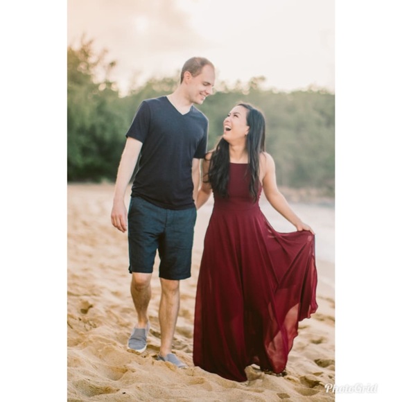 Lulu's Mythical Kind Of Love Wine Red Chiffon Sleeveless Long Maxi Dress Medium - Picture 9 of 12